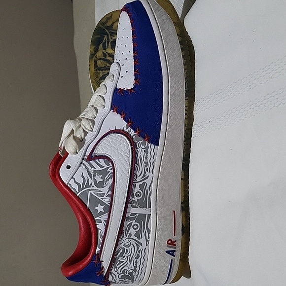 Nike Air Force 1 "Puerto Rico" Red White Blue  Mens Size 9.5 - Picture 10 of 13